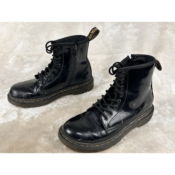 Dr Doc Martens Air Wair Combat Boots Size 2, 1460J Lace Zip Up Kids Youth - Picture 2 of 8